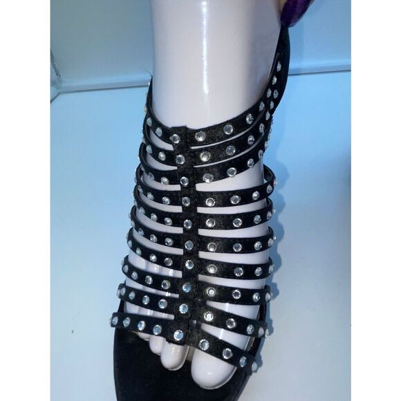 Worthington Silver Tipped Heel Rhinestone Strappy Sandals - Picture 7 of 14